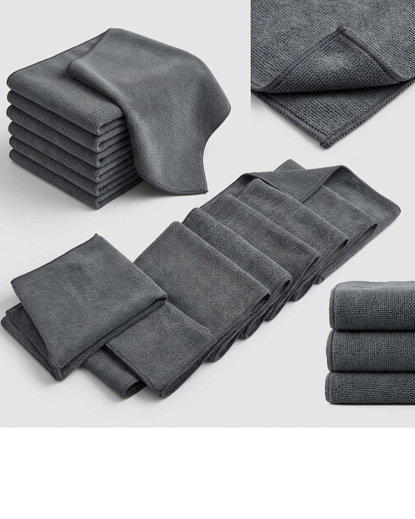 Velvr Wheel and Interior Detail Cloths Charcoal 12 x 12 in 12 Pack