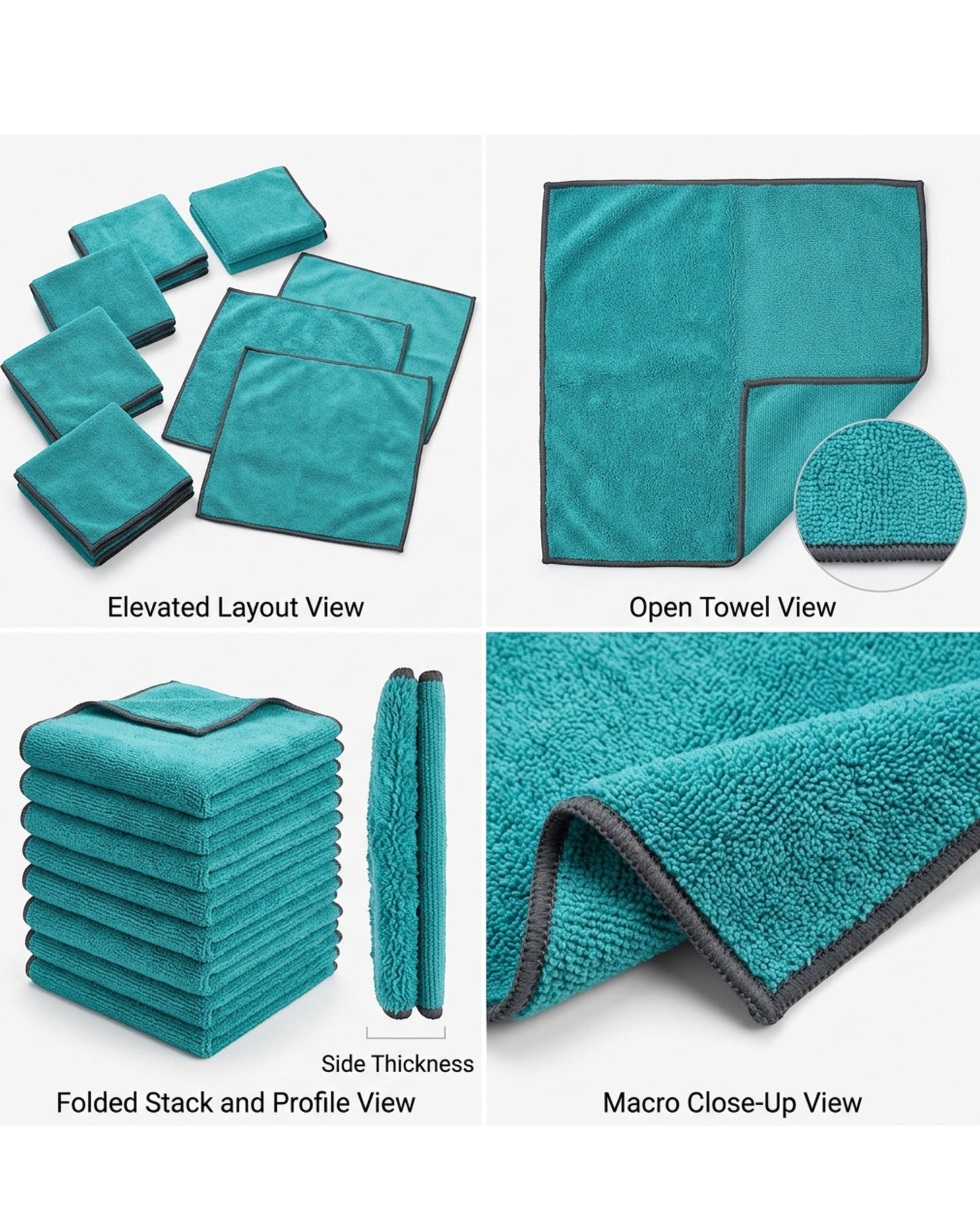Velvr Dual Pile Microfiber Car Cloths Teal 16 x 16 in 8 Pack