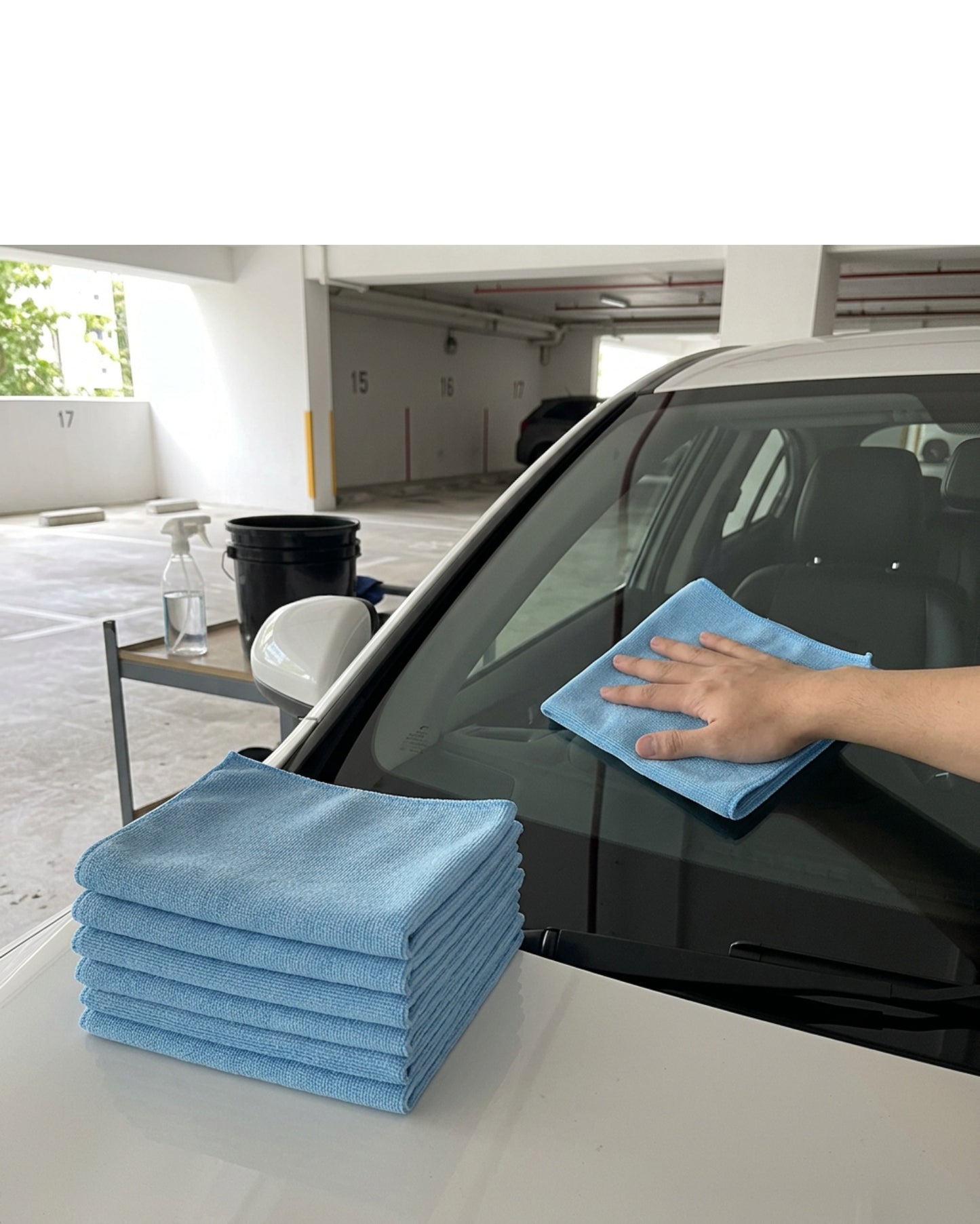 Velvr Glass Cleaning Microfiber Cloths Sky Blue 14 x 14 in 6 Pack