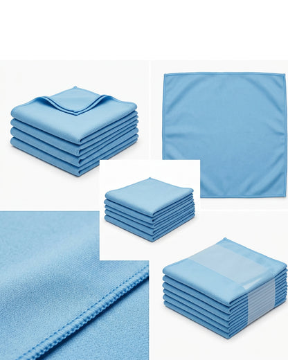 Velvr Glass Cleaning Microfiber Cloths Sky Blue 14 x 14 in 6 Pack